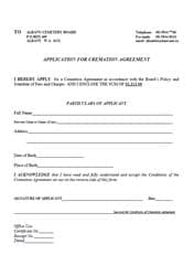 Application for Cremation Agreement